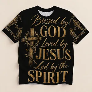 Gold Cross And Crown Of Thorns Faith Message For Church Worship And Daily Devotion All-over Print Unisex T-shirt