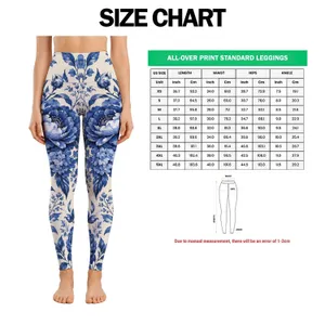Indigo Blue Botanical Blooms and Vines for Relaxed Spring and Summer Garden Outings Leggings