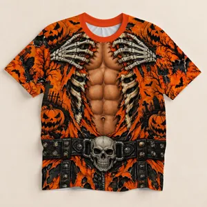 Skeleton Hands, Pumpkin Faces and Spooky Costume Style for Halloween Party Nights All-over Print Unisex T-shirt