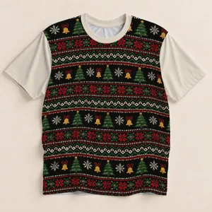 Retro Christmas Trees and Bells for Festive Holiday Gatherings and Winter Celebrations All-over Print Unisex T-shirt