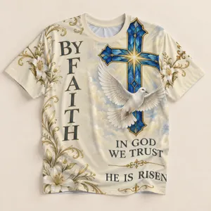 Stained Glass Cross And White Dove For Easter Worship And Everyday Christian Faith All-over Print Unisex T-shirt