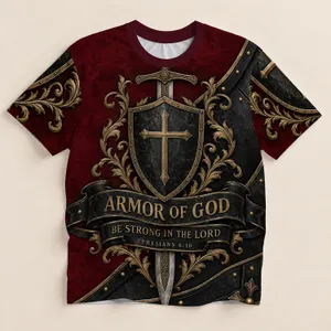 Burgundy Christian Armor Of God Shield And Sword For Church And Bible Study Fellowship All-over Print Unisex T-shirt