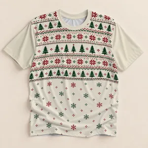 Nordic Christmas Tree Snowflake Fair Isle Holiday Style for Festive Winter Gatherings All-over Print Unisex T-shirt