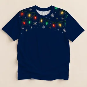 Christmas String Lights Snowflakes and Stars for Holiday Parties and Winter Celebrations All-over Print Unisex T-shirt