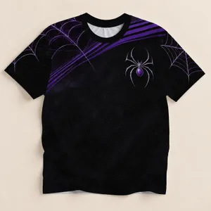Purple Spider Web and Silver Spider for Halloween Parties and Gothic Fall Style All-over Print Unisex T-shirt
