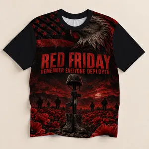 Bald Eagle and Poppy Memorial Tribute for Veterans and Military Families All-over Print Unisex T-shirt