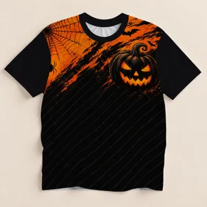 Pumpkin Spiderweb Bat Halloween Style for Fall Parties and Festive Seasonal Wear All-over Print Unisex T-shirt