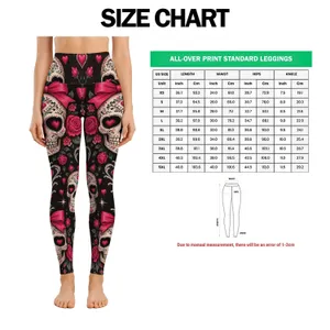 Pink Sugar Skull Hearts and Bows for Gothic Festivals and Everyday Alternative Style Leggings