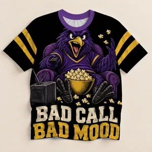 Purple Crow Popcorn Gaming Gift for Game Night Fans and Cartoon Bird Collectors All-over Print Unisex T-shirt
