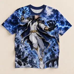 Silver-Haired Storm Magician Hero for Comic Fans and Everyday Adventure All-over Print Unisex T-shirt