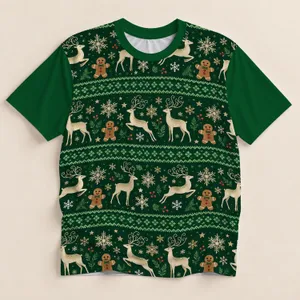 Gingerbread Deer and Snowflake Holiday Cheer for Festive Winter Gatherings and Celebrations All-over Print Unisex T-shirt
