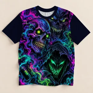 Neon Demon Skull Street Art for Halloween Nights and Alternative Style All-over Print Unisex T-shirt