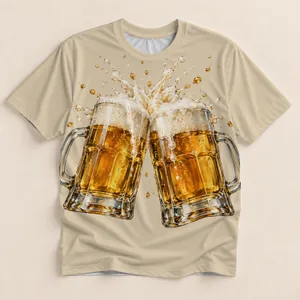 Clinking Amber Beer Steins for Oktoberfest Celebrations and Beer Festival Gatherings All-over Print Unisex T-shirt