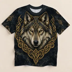 Celtic Wolf Head Nordic Knotwork For Viking Festival Nights And Everyday Wear Gift All-over Print Unisex T-shirt