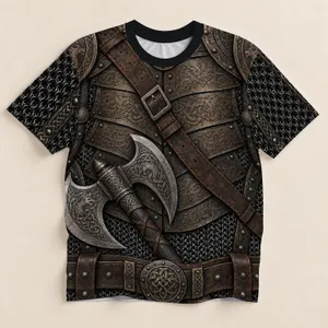 Medieval Knight Armor And War Axe For Ren Faire Cosplay And Nordic History Enthusiasts All-over Print Unisex T-shirt