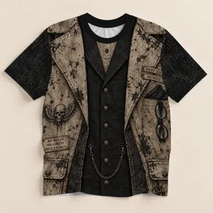 Distressed Wasteland Skull Vest Style for Alternative Streetwear and Rebel Nights All-over Print Unisex T-shirt