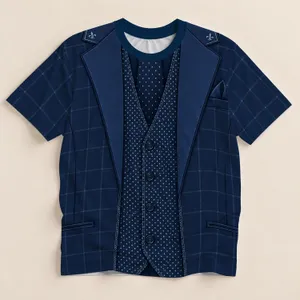 Navy Faux Suit Vest and Tie Look for Weddings, Parties and Formal Events for Men All-over Print Unisex T-shirt