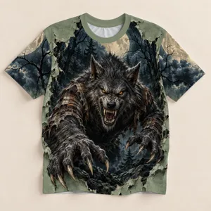 Snarling Werewolf Under Full Moon for Halloween Nights and Gothic Horror Fans All-over Print Unisex T-shirt