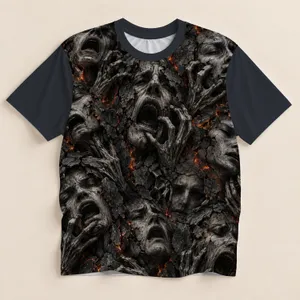 Screaming Faces in Cracked Ashen Stone for Halloween Horror Party Nights All-over Print Unisex T-shirt