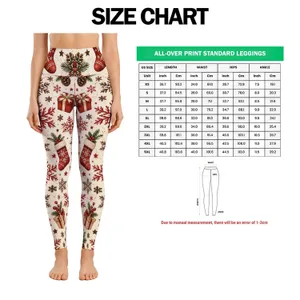 Rust Red Snowflakes and Holiday Icons for Cozy Christmas Celebrations and Winter Outfits Leggings