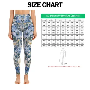 Blue And Cream Wildflower Blooms For Breezy Spring Getaways And Sunny Coastal Summer Days Leggings