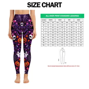 Cute Skull Bows, Pumpkins And Ghosts For Playful Halloween Celebrations Leggings