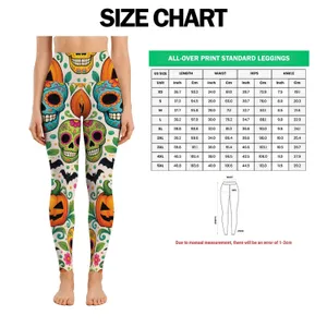Colorful Skulls, Jack-O’-Lanterns and Bats for Halloween Festivities and Autumn Nights Leggings