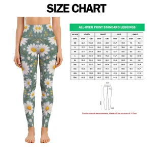 White Daisy Blooms for Yoga, Pilates, Commutes and Everyday Outings Leggings