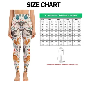 Whimsical Cat And Yarn Motifs For Yoga, Pilates, Travel And Everyday Casual Style Leggings