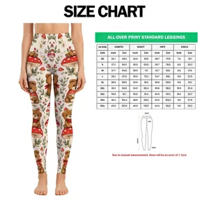 Little Bear Mushroom Motifs for Cozy Woodland Walks and Everyday Adventures Leggings