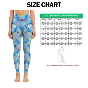 Sky Blue Hearts and Wildflowers for Cheerful Everyday Movement and Weekend Wear for Her Leggings
