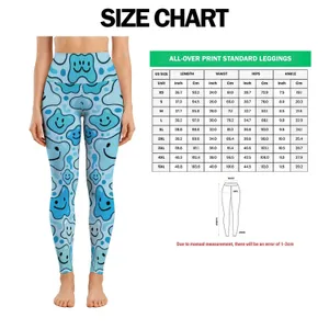 Aqua Blue Smiley Faces for Yoga, Pilates, Gym Days, and Everyday Outings Leggings