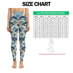 Navy And Sage Fan Scales For Yoga, Pilates, Cycling And Everyday Activewear Leggings