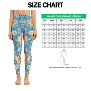 Corgi and Daisy Garden Motifs for Cheerful Everyday Training, Gifts for Dog Lovers Leggings