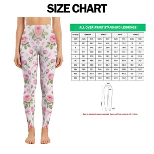 Soft Pink Rose and Ribbon Florals for Garden Days and Everyday Style for Women Leggings