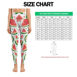 Watermelon Wedges and Green Sparkles for Sunny Summer Yoga and Weekend Fitness Days Leggings