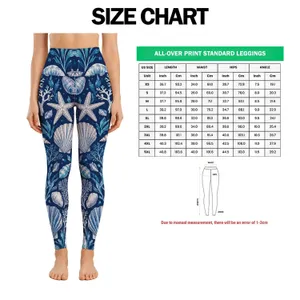 Nautical Seashells and Starfish for Coastal Yoga, Pilates and Everyday Activewear Style Leggings