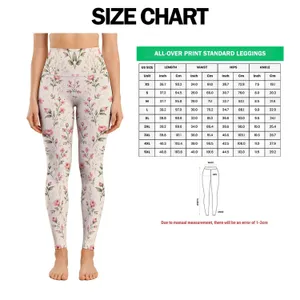 Ivory Rosebud Sprigs For Pilates, Gym, And Everyday Wellness Wear Leggings