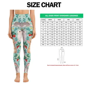 Whimsical Rabbits And Strawberries For Playful Everyday Activewear Leggings