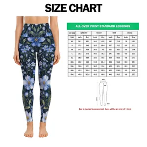 Blue Wildflowers With Golden Centers for Yoga and Everyday Wellness Leggings