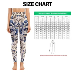 Indigo Floral Songbird Toile for Yoga Pilates and Outdoor Fitness Leggings