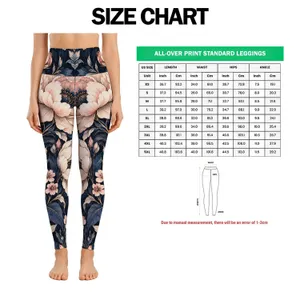 Navy And Blush Botanical Blooms For Yoga, Pilates, And Everyday Active Living Leggings