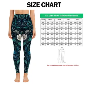Teal Botanical Wildflowers and Foliage for Everyday Outings and Relaxed Weekend Style Leggings