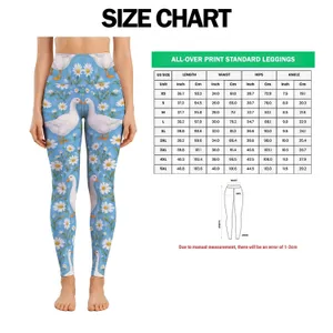 White Geese And Daisies For Yoga, Pilates, And Everyday Outdoor Style Leggings