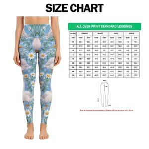 White Geese And Daisies For Cheerful Springtime Everyday Wear For Nature Loving Women Leggings