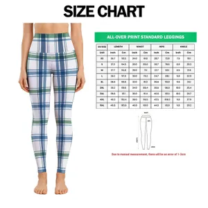 Blue Green Windowpane Checks for Yoga Pilates Commutes and Everyday Wear Leggings