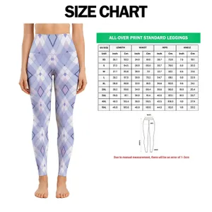 Blue Lavender Diamond Checks for Yoga, Pilates and Everyday Active Lifestyle Wear Leggings