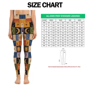 Retro Sun And Crescent Moon Checks For Yoga And Everyday Cosmic Style Leggings
