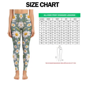 Cheerful White Daisy Blooms on Sage for Yoga, Pilates, and Everyday Spring Outings Leggings