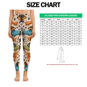 Colorful Dachshunds in Cozy Sweaters for Yoga, Running, and Everyday Active Dog Lovers Leggings